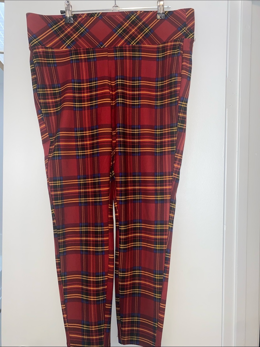 torrid Betsey Johnson Red Tartan Plaid Stretch Pants with Yellow & Black Accents